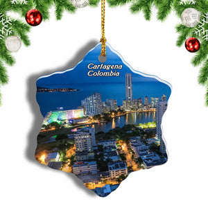 Colombia Cartagena Night Christmas Ornament 3 Inches Snow