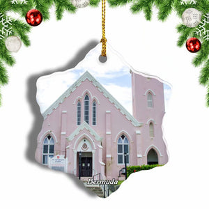 Bermuda Church Christmas Ornament 3 Inches Snow