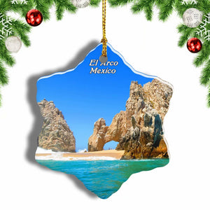 Mexico El Arco Cabo Christmas Ornament 3 Inches Snow