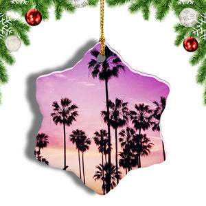 USA America Tropical Beach Miami Christmas Ornament 3 Inches Snow