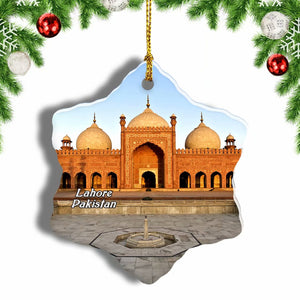 Badshahi Mosque Lahore Pakistan Christmas Ornament 3 Inches Snow