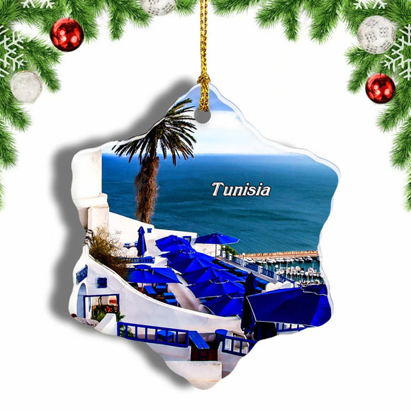 Sidi Bou Sai Tunisia Christmas Ornament 3 Inches Snow