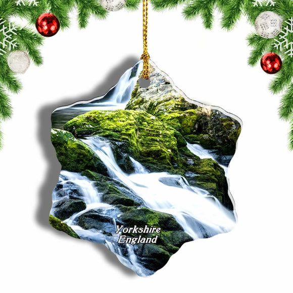 UK England Ingleton Waterfall Trail Yorkshire Christmas Ornament 3 Inches Snow