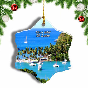 Gros Islet St. Lucia Christmas Ornament 3 Inches Snow