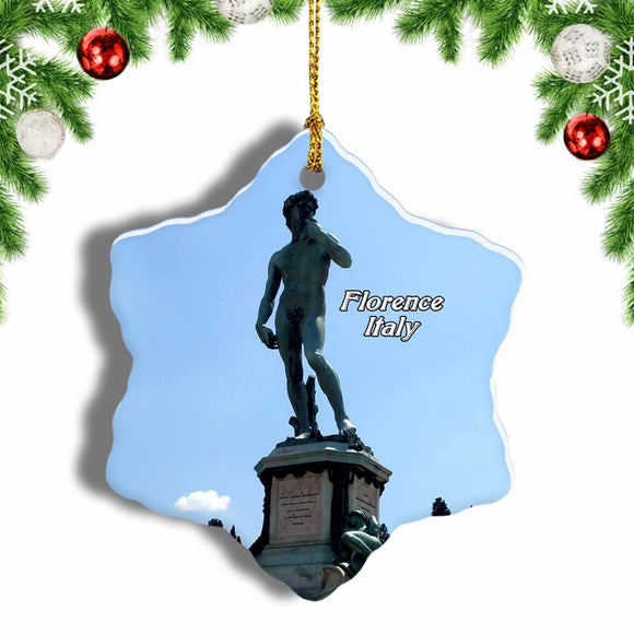 Italy Michelangelo Square Florence Christmas Ornament 3 Inches Snow