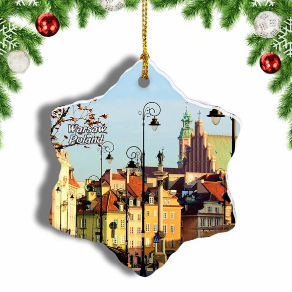 Poland Castle Square Warsaw Christmas Ornament 3 Inches Snow