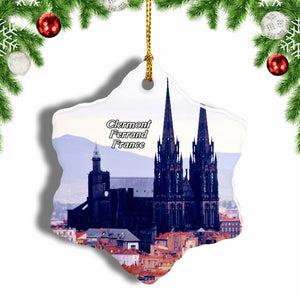 France Clermont-Ferrand Christmas Ornament 3 Inches Snow