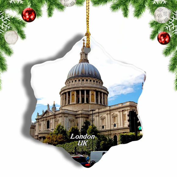 UK England St. Paul's Cathedral London Christmas Ornament 3 Inches Snow