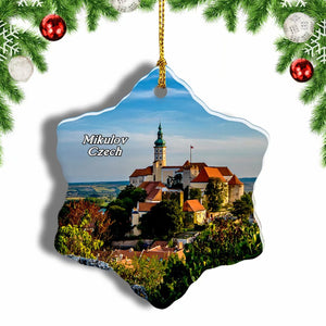 Czech Mikulov Castle Christmas Ornament 3 Inches Snow