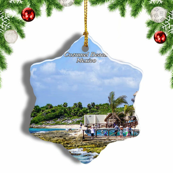 Mexico Cozumel Beach Christmas Ornament 3 Inches Snow