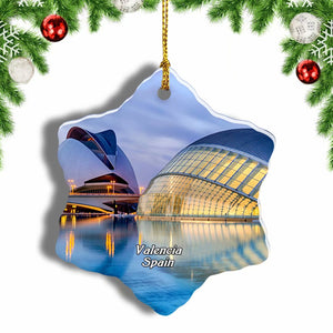 Spain Science and Art City Valencia Christmas Ornament 3 Inches Snow