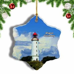 Germany Baltic Sea Hiddensee Lighthouse Rugen Christmas Ornament 3 Inches Snow