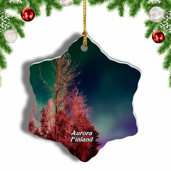 Finland Aurora Christmas Ornament 3 Inches Snow