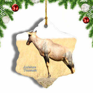 Tanzania Antelope Christmas Ornament 3 Inches Snow