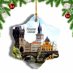 Czech Charles Bridge Prague Christmas Ornament 3 Inches Snow