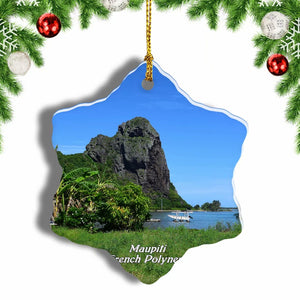 French Polynesia Maupiti Christmas Ornament 3 Inches Snow