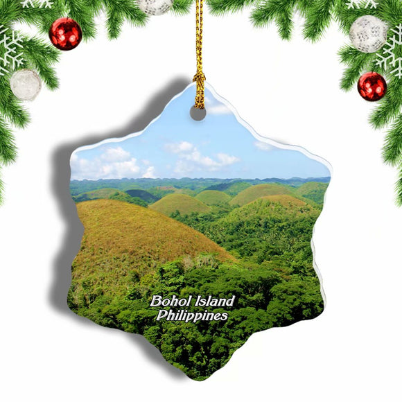 Philippines Chocolate Hills Bohol Island Christmas Ornament 3 Inches Snow