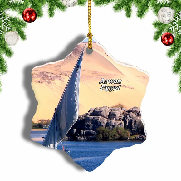 Egypt Aswan Dam Christmas Ornament 3 Inches Snow