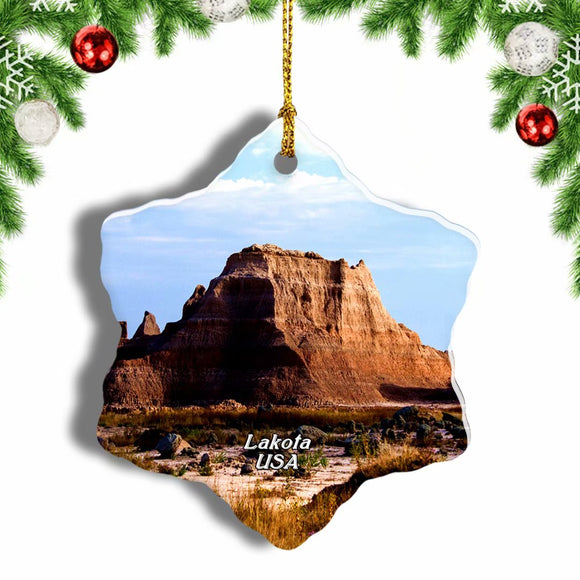 America USA Badlands National Park Lakota Christmas Ornament 3 Inches Snow