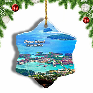 La Digue Island Seychelles Christmas Ornament 3 Inches Snow