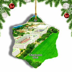 USA America Middleton Place Charleston Christmas Ornament 3 Inches Snow