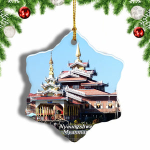 Myanmar Inle Lake Nyaungshwe Christmas Ornament 3 Inches Snow