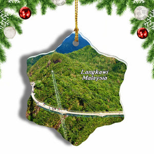 Malaysia Langkawi Sky Cab Bridge Christmas Ornament 3 Inches Snow