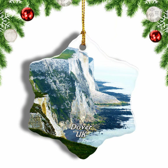 UK England The White Cliffs of Dover Christmas Ornament 3 Inches Snow