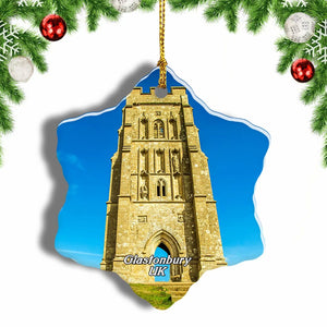 UK England Glastonbury Tor Christmas Ornament 3 Inches Snow