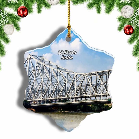 India Howrah Bridge Kolkata Christmas Ornament 3 Inches Snow