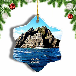 Ireland Skellig Atlantic Ocean Christmas Ornament 3 Inches Snow