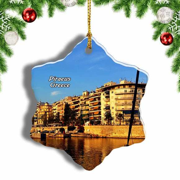 Greece Port of Piraeus Christmas Ornament 3 Inches Snow