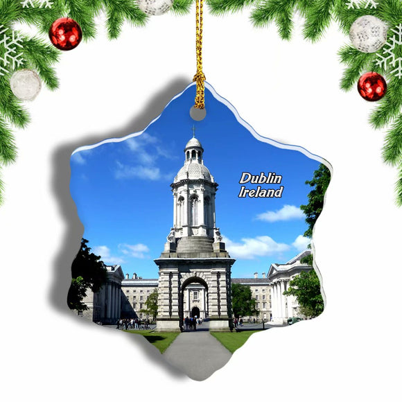 Ireland Trinity College Dublin Christmas Ornament 3 Inches Snow