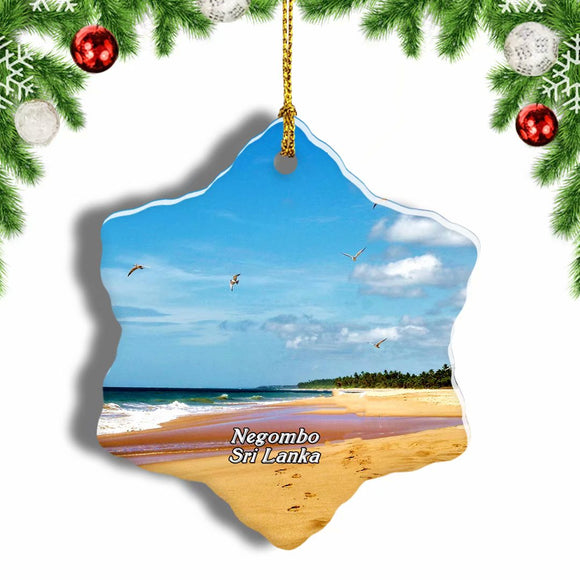 Sri Lanka Negombo Beach Christmas Ornament 3 Inches Snow