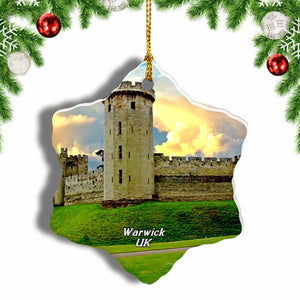 UK England Warwick Castle Christmas Ornament 3 Inches Snow