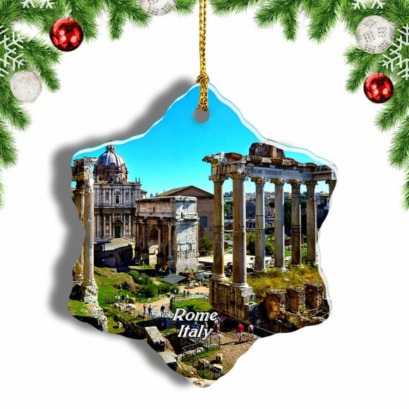 Italy Roman Forum Rome Christmas Ornament 3 Inches Snow