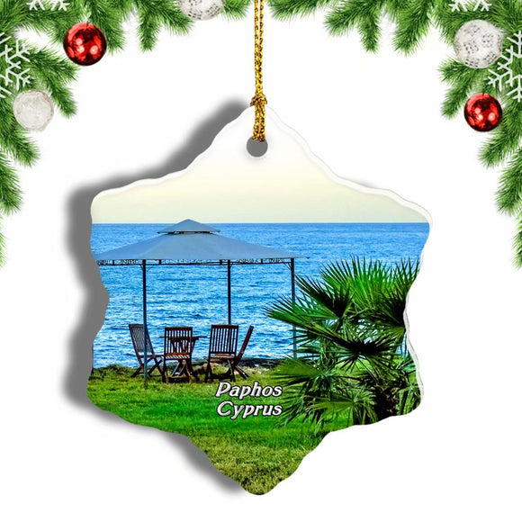 Paphos Cyprus Christmas Ornament 3 Inches Snow