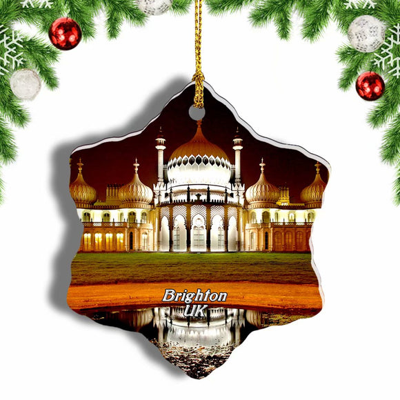 UK England Royal Pavilion Brighton Christmas Ornament 3 Inches Snow