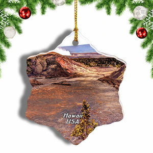 USA America Volcanoes National Park Hawaii Christmas Ornament 3 Inches Snow