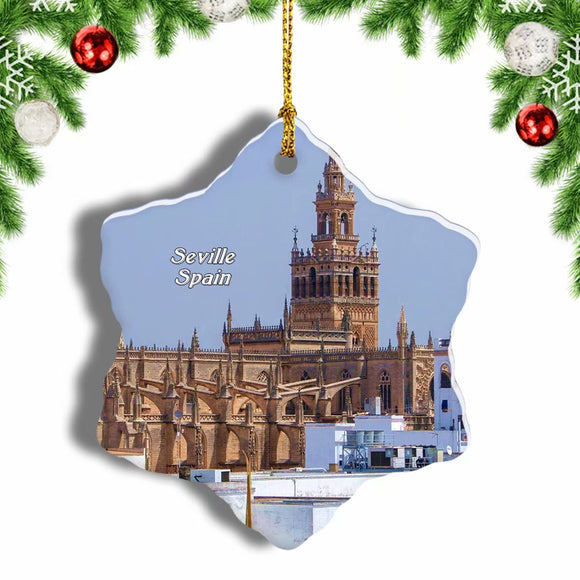 Spain Seville Cathedral Christmas Ornament 3 Inches Snow