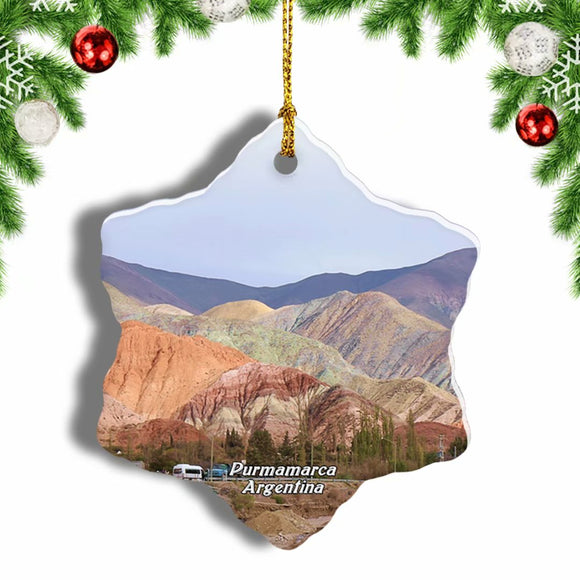 The Hill Of Seven Colors Purmamarca Argentina Christmas Ornament 3 Inches Snow