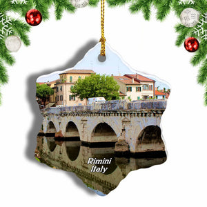 Italy Tiberio Bridge Rimini Christmas Ornament 3 Inches Snow