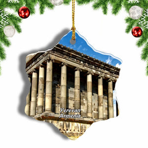 Garni Temple Yerevan Armenia Christmas Ornament 3 Inches Snow