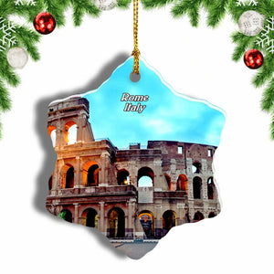 Italy Colosseum Rome Christmas Ornament 3 Inches Snow