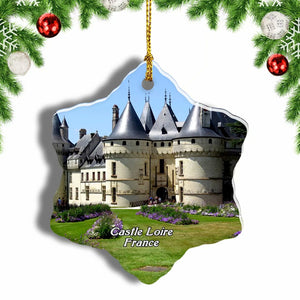 France Castle Loire Christmas Ornament 3 Inches Snow