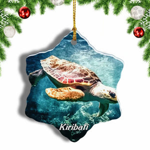 Kiribati Turtle Christmas Ornament 3 Inches Snow