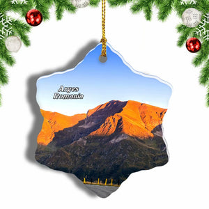 Romania Transfagarasan Highway Arges Christmas Ornament 3 Inches Snow