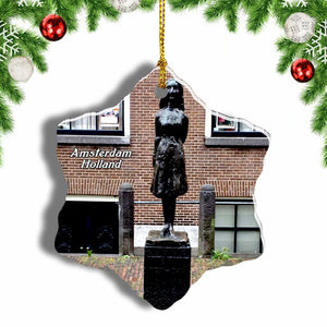 Netherlands Holland Anne Frank House Amsterdam Christmas Ornament 3 Inches Snow