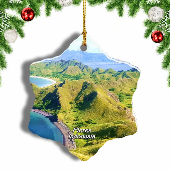 Indonesia Mount Kelimutu Flores Christmas Ornament 3 Inches Snow