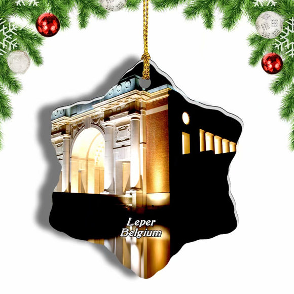 Belgium Menin Gate Memorial Ieper Christmas Ornament 3 Inches Snow